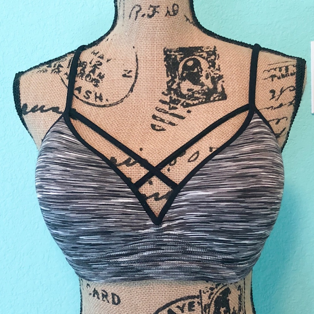 Strappy wireless sports bra